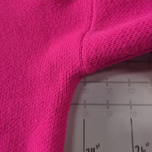 BADU Distressed Sweater One Size Hot Pink Knitted Fringe Hem Casual Holiday Chic - Picture 7 of 8